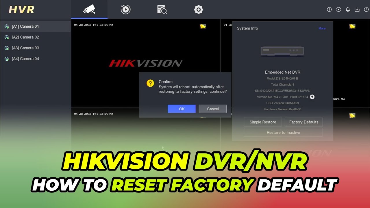 Как восстановить заводские настройки видеорегистратора Hikvision по умолчанию