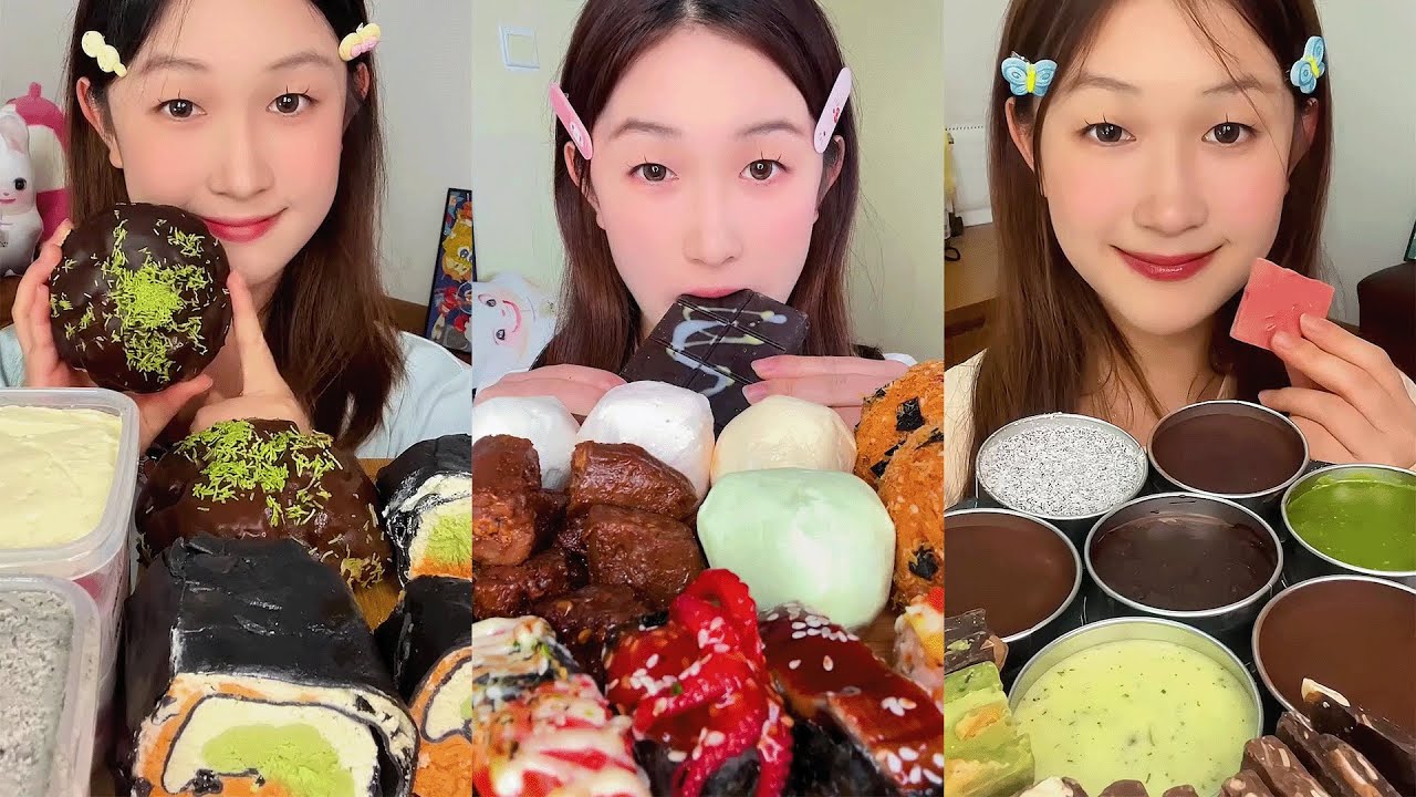 Tasting Different Sugar Cakes in One Sitting 🍫🍵🍰💕 #Chocolate #ChocolateMukbang #Mukbang #ASMRMukbang