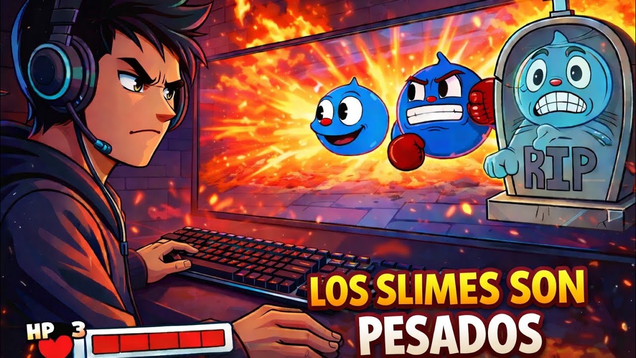 Un bosque maligno y un slime con copyright |CupHead parte 3