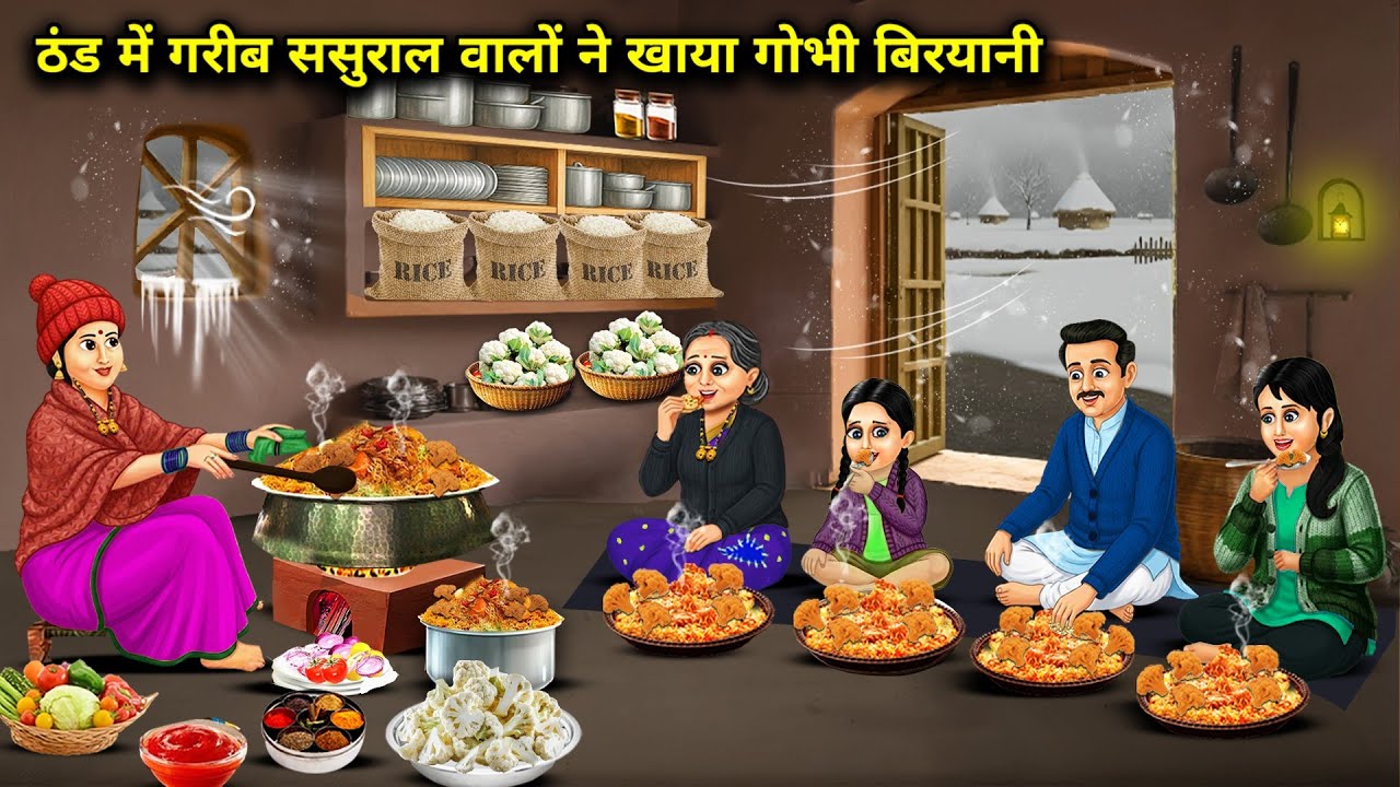 ठंड में गरीब ससुराल वालों ने खाया गोभी बिरयानी || Poor In-Laws Cauliflower Biryani || Cartoon Video