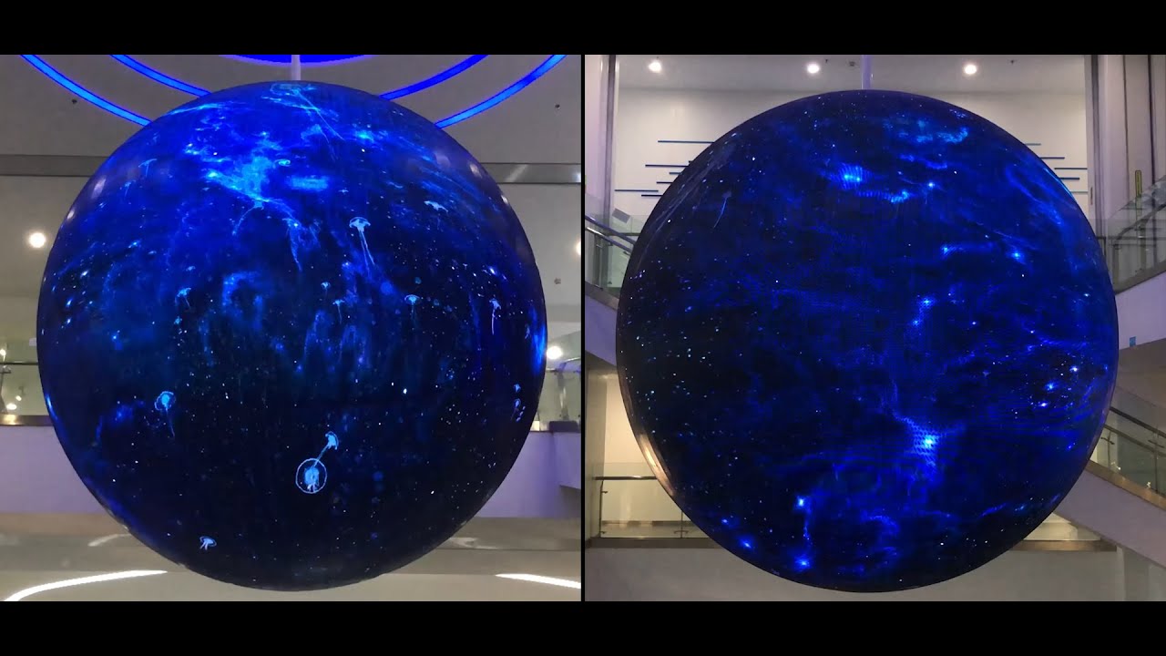 digital exhibition hall Immersive Pavilion naked eye 3D spherical LED screen space earth ocean S...