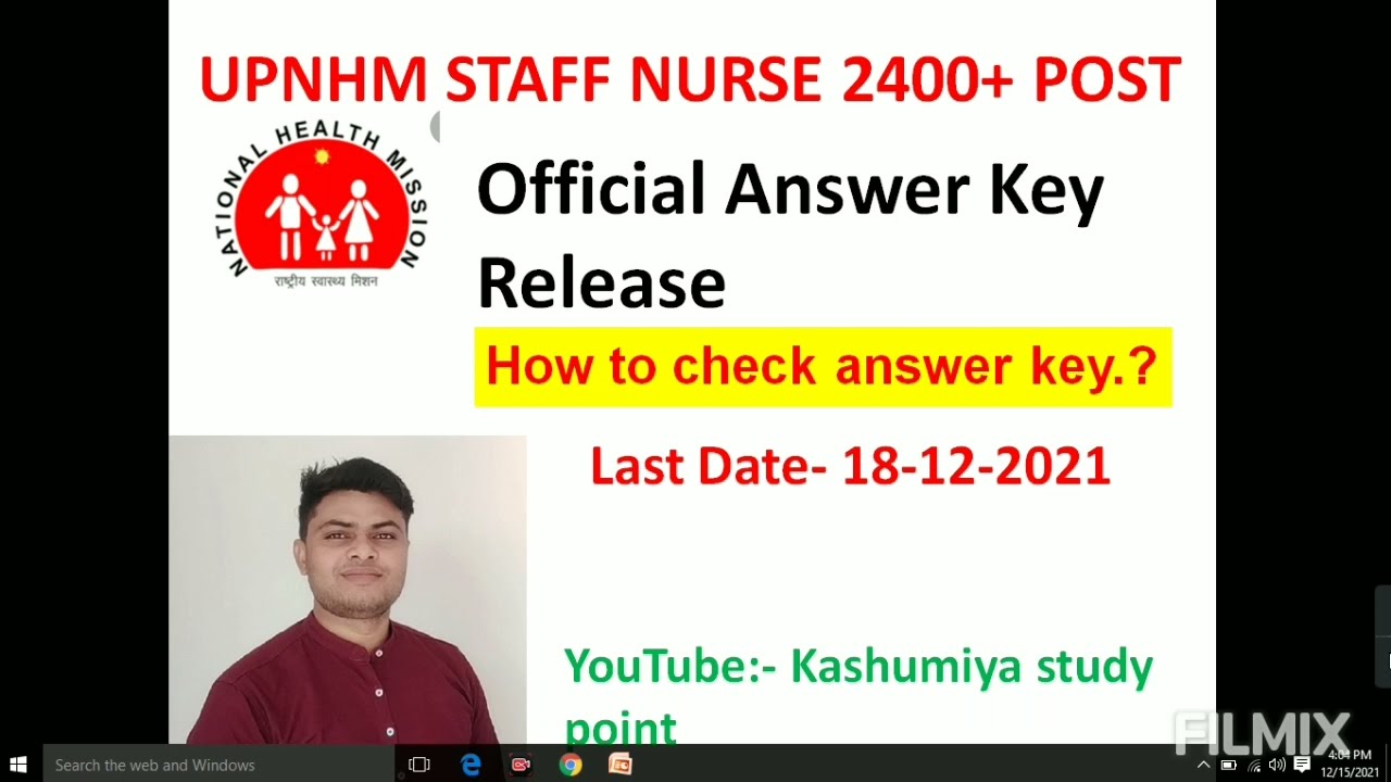 UPNHM STAFF NURSE 2400+ POST, Official answer key release
