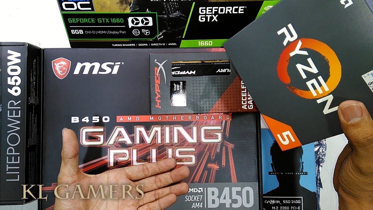 AMD Ryzen 5 2600 msi B450 GAMING PLUS Hyper-X DDR4 GALAX GAMER SSD NVIDIA GTX 1660 Gaming RIG 2019