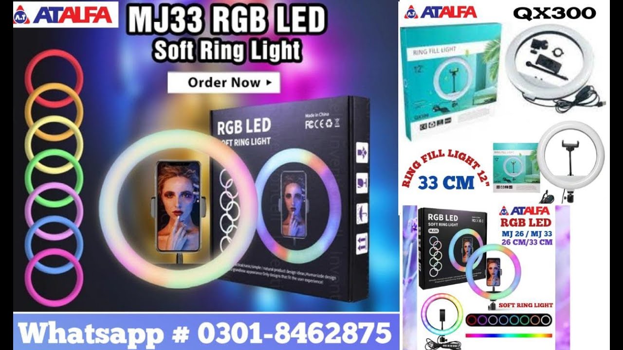 MJ33 RGB LED | Soft Ring Light 26CM | With Phone Holder | Ring Light l HALL ROAD LAHORE l AT ALFA