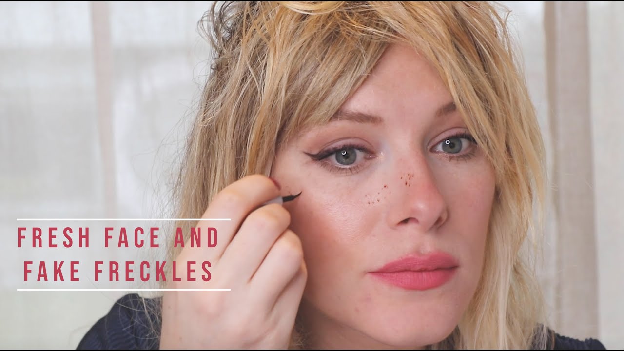 Fresh dewy face and fake freckles