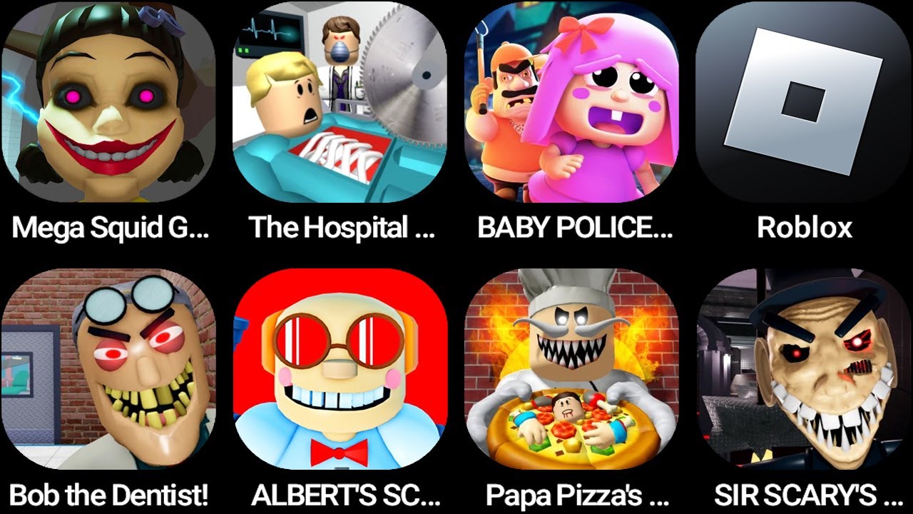 Mega Squid Game,The Hospital Obby,BABY POLLY HOUSE,Roblox,Bob the Dentist!, ALBERT'S SCHOOL...