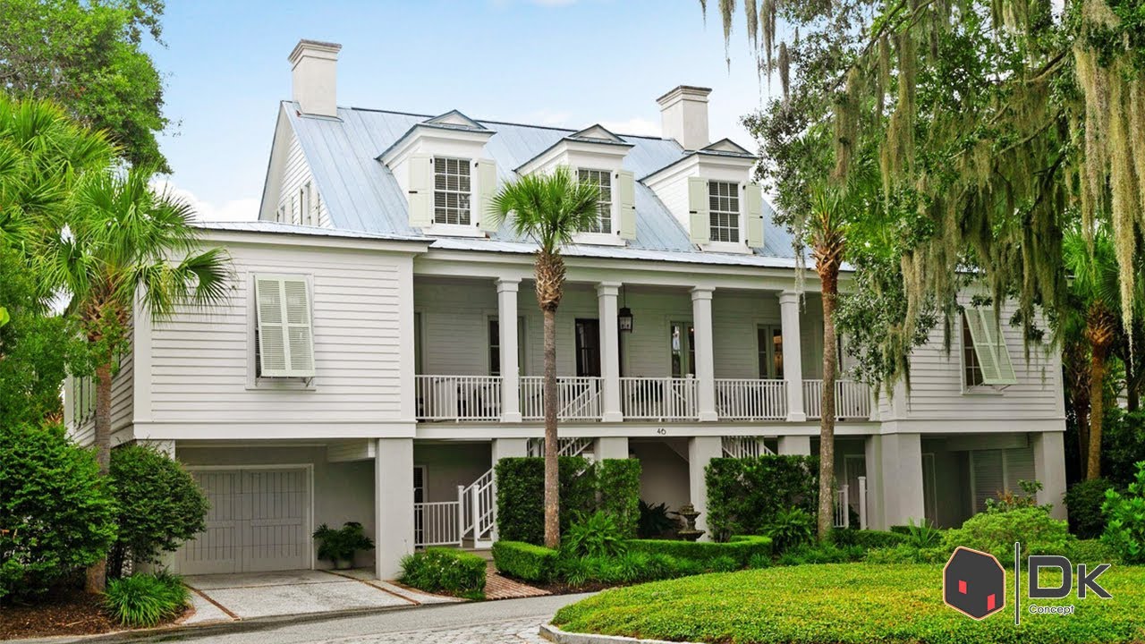 White farmhouse with exuding southern charm and all aspects of life in the Lowcountry