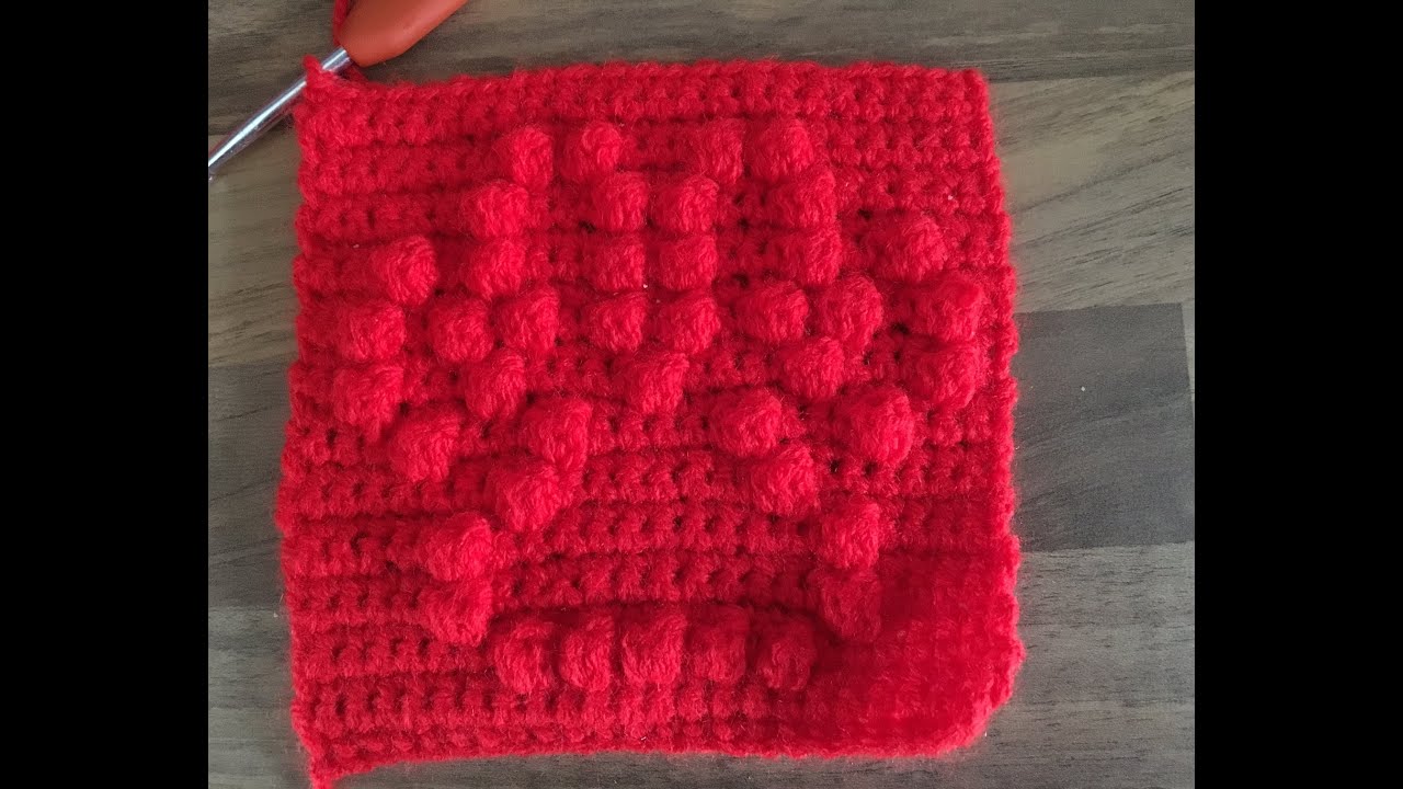 how to crochet a square with bobble chart - Dog paw