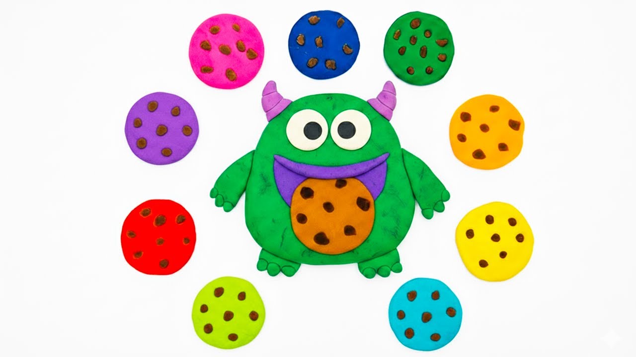Feeding a Clay Monster! 🍪🎨 Colors, Shapes & Counting Fun for Toddlers