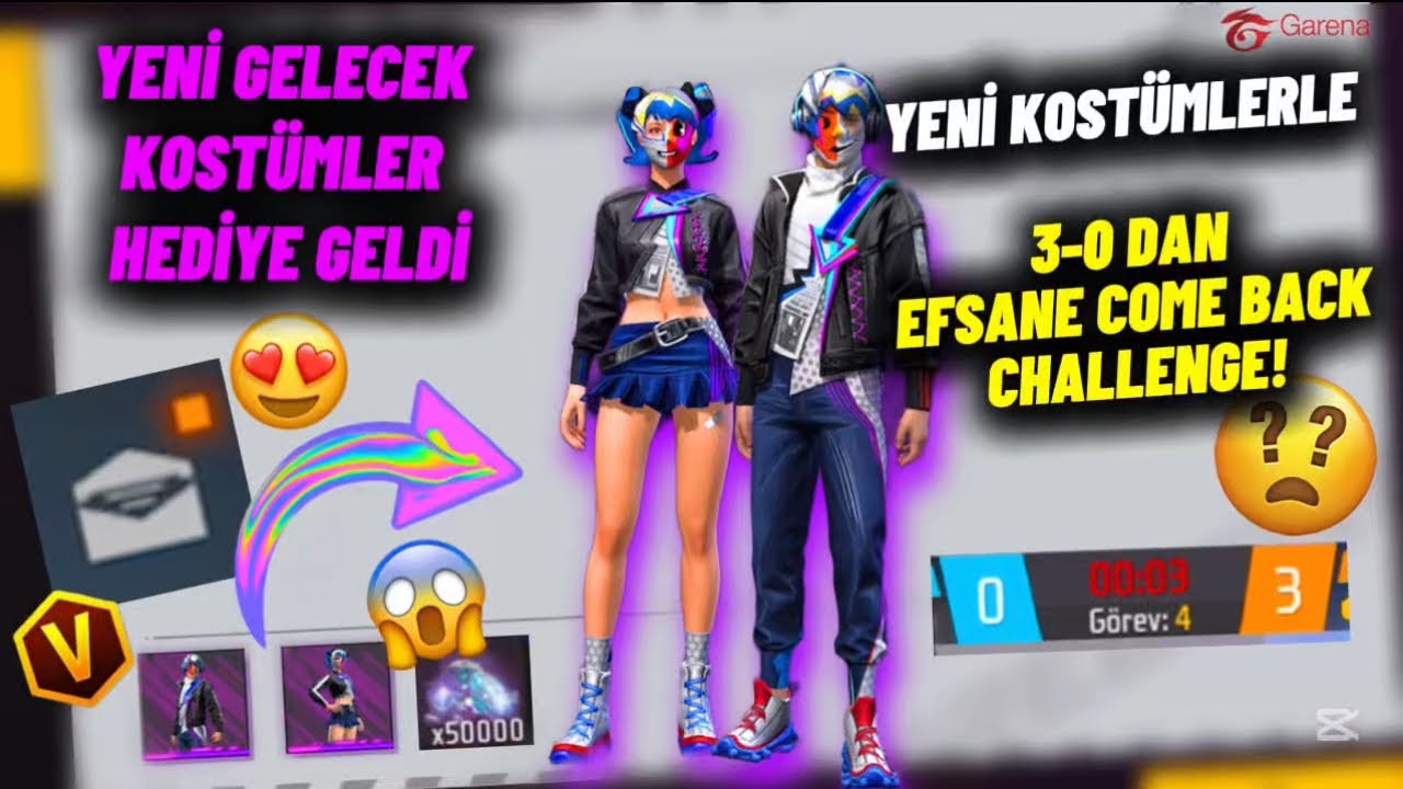 YENİ KOST&Uuml;MLER HEDİYE GELDİ VE EFSANE 3-0 DAN COME BACK CHALLENGE! | Free Fire