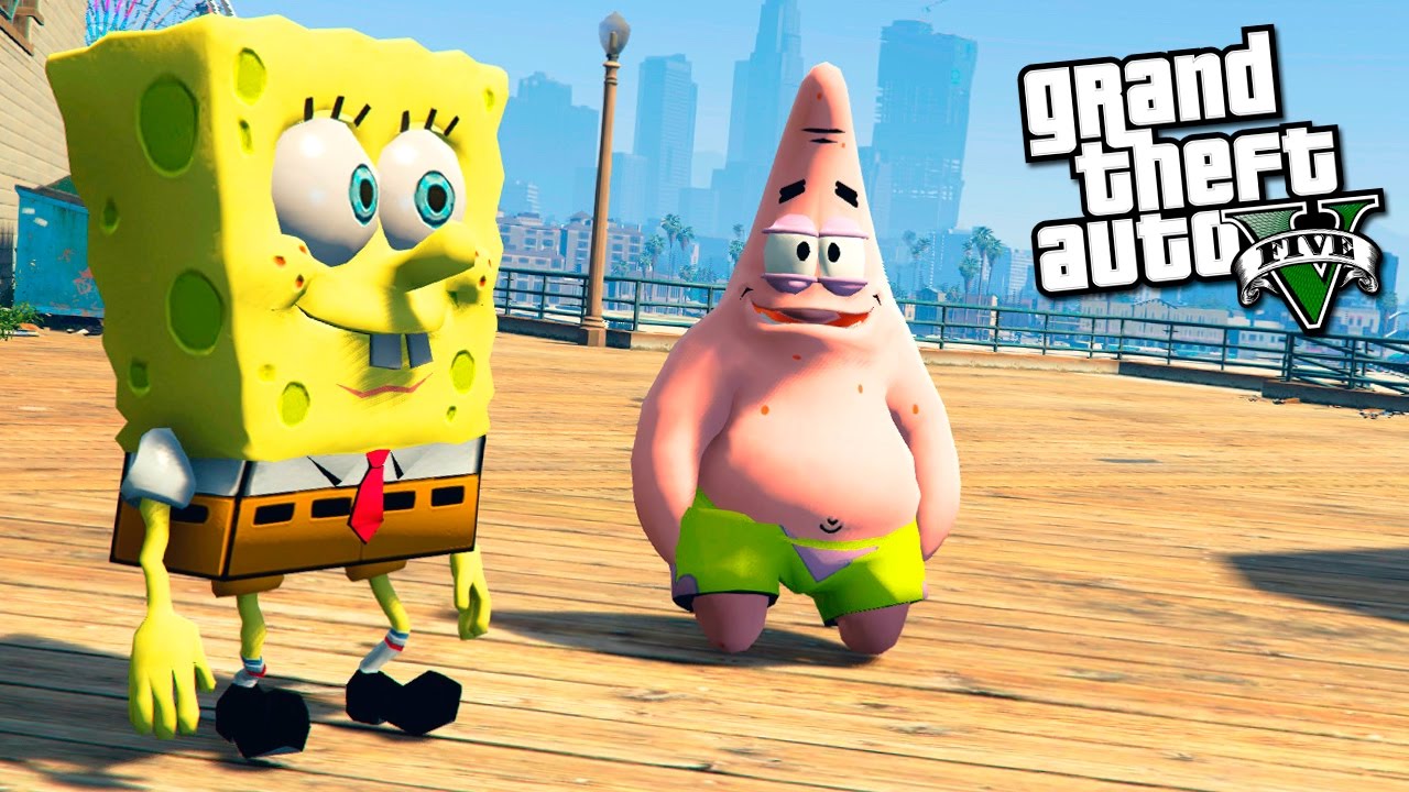 GTA 5 МОДЫ - СПАНЧ БОБ И ПАТРИК ЗАТОПИЛИ ГОРОД В GTA 5 - МИР МОДОВ GTA 6