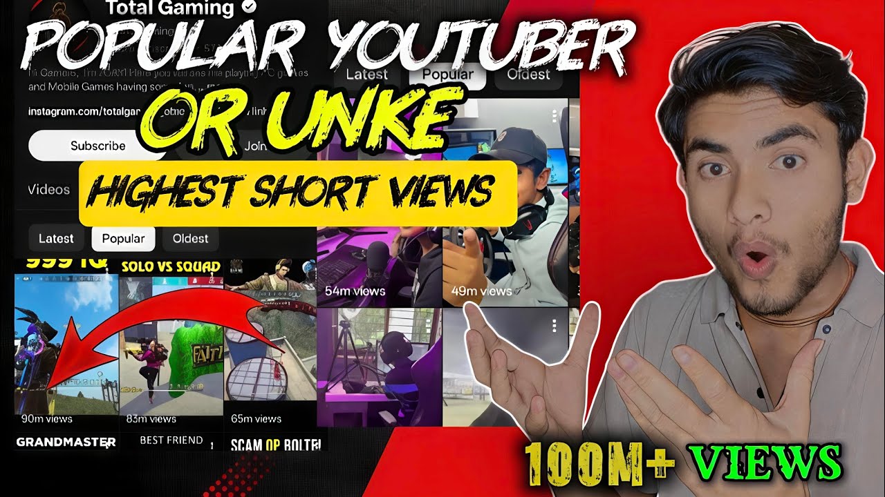 POPULAR GAMERS OR UNKE SHORT VIEWS 😱 #rjkailash #youtuber 