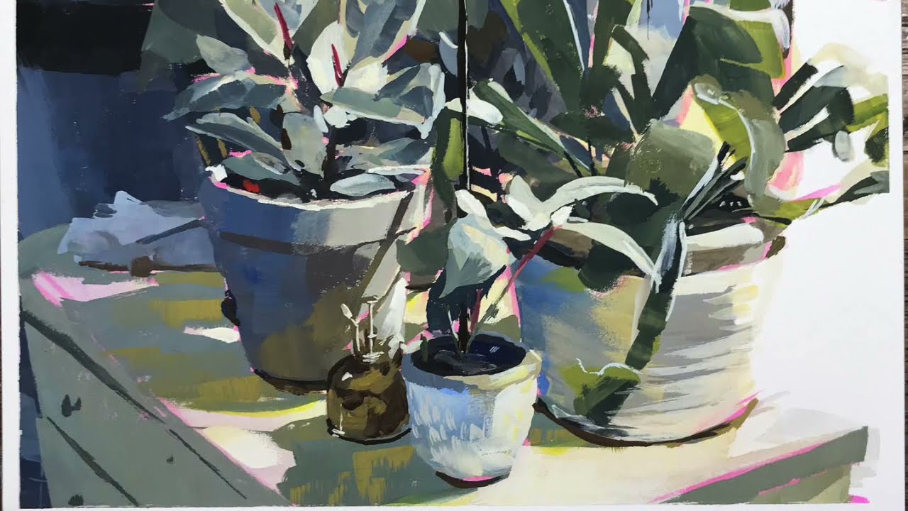 House Plants Gouache Sketch