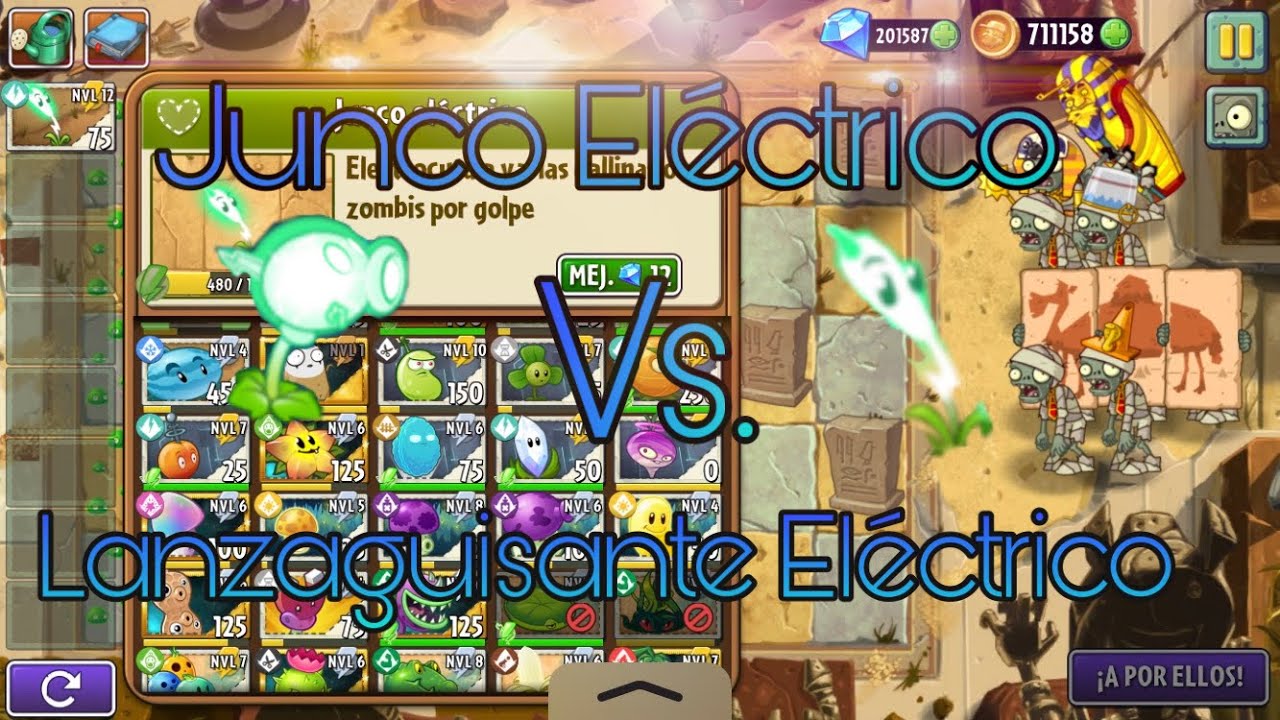 JUNCO EL&Eacute;CTRICO VS. LANZAGUISANTE EL&Eacute;CTRICO-PLANTS VS ZOMBIES 2⚔️