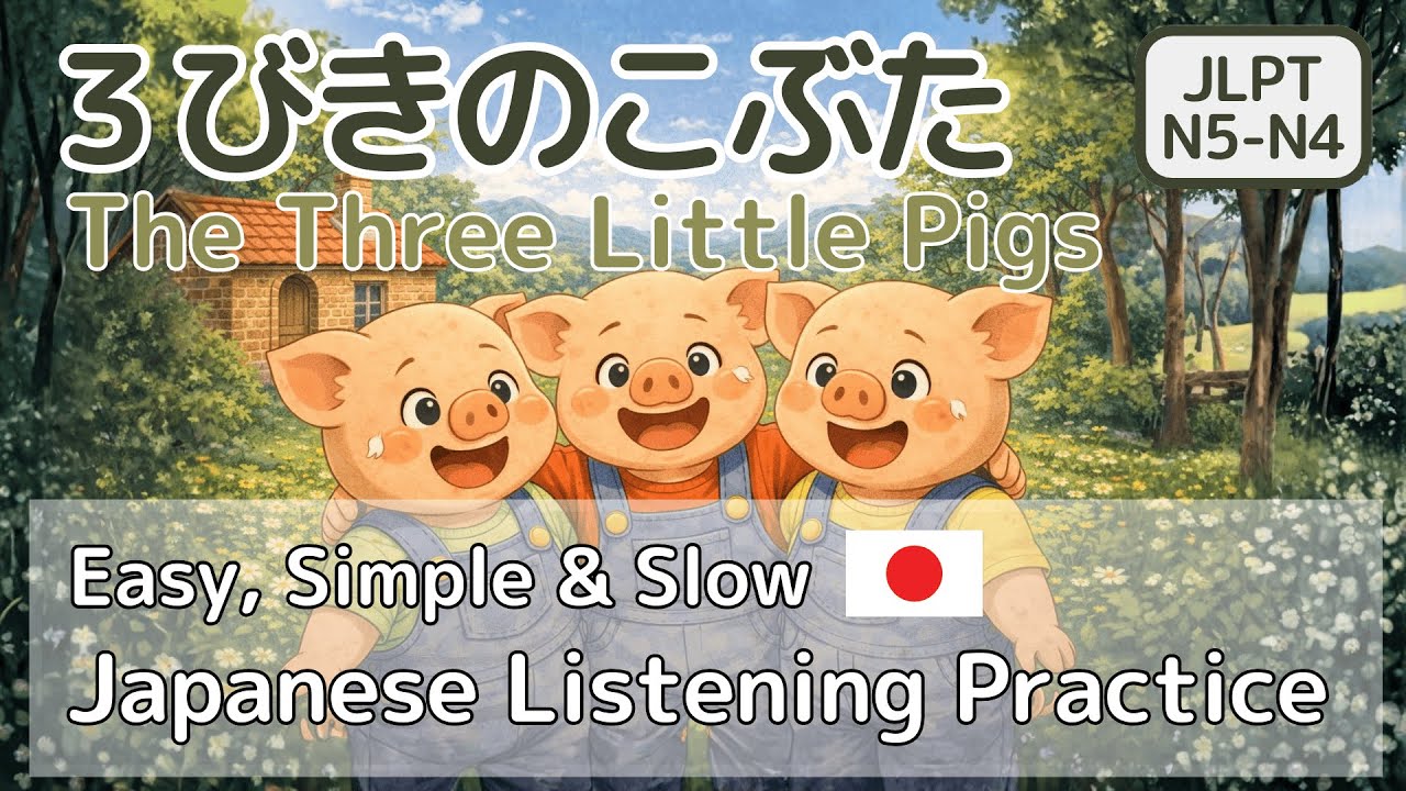 The Three Little Pigs ｜Japanese Listening Practice (Beginner/JLPT N5-N4) #japaneselistening #jlptn5 