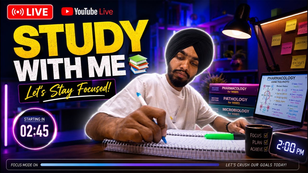 📚 2-Hour Study With Me | 2nd Prof MBBS 📖 | Pomodoro Focus Session 🔥 | Live