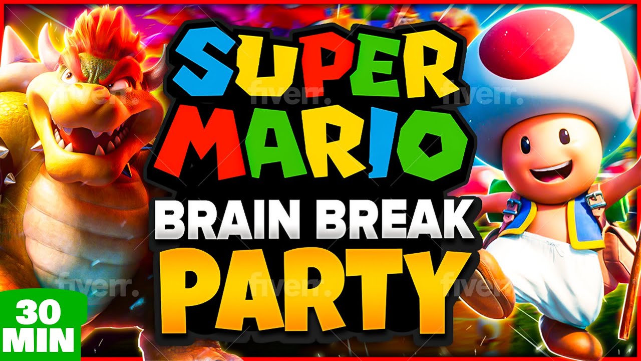 Summer Mario Brain Break Party ☀️ Freeze Dance & Run ☀️ Just Dance ☀️ Mario Matthew Wood Challenge