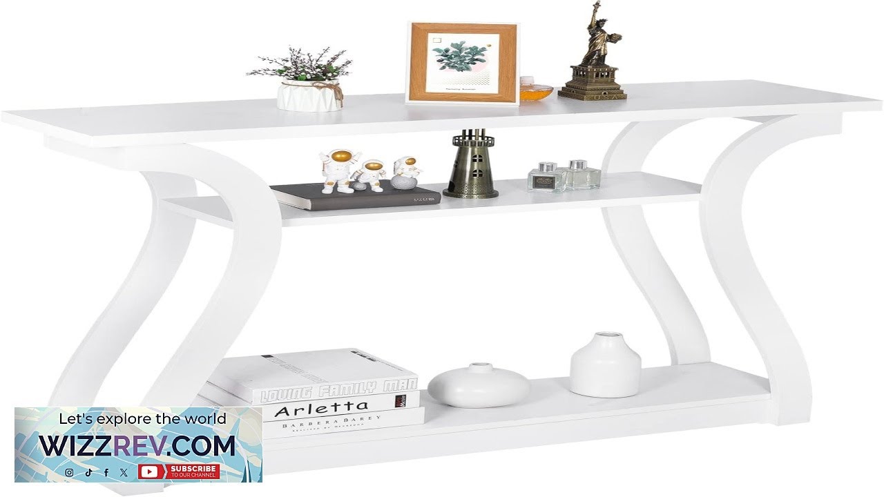SUPER DEAL Wood Console Table for Entryway 3 Tier Modern Sofa Table