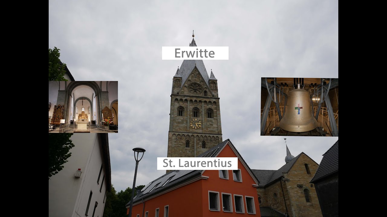 Erwitte [D.-SO] - kath. Pfarrkirche St. Laurentius, Geläutepräsentation (Turmaufnahme)