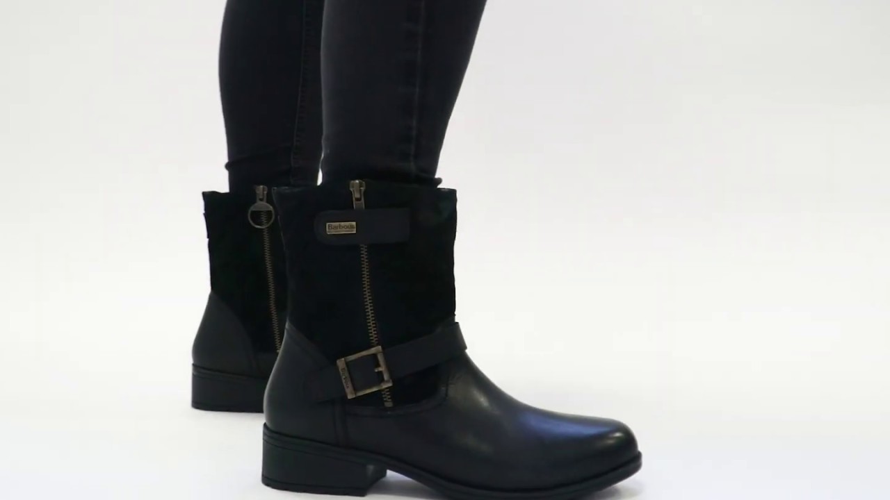 | Shuperb&trade; Barbour SIENNA Ladies Leather Biker Boots Black