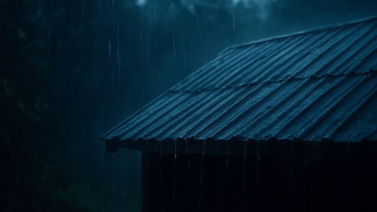 Heavy Rain on a Cabin Roof at Night | Deep Sleep Rain Sounds 4K