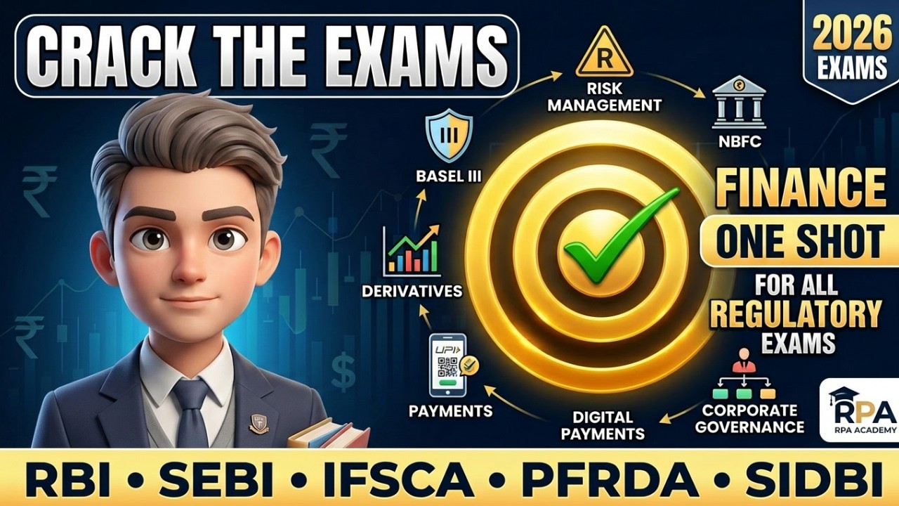 One Shot Finance Masterclass Part 3 for RBI, SEBI, IFSCA, PFRDA, SIDBI & Other Regulatory Exams