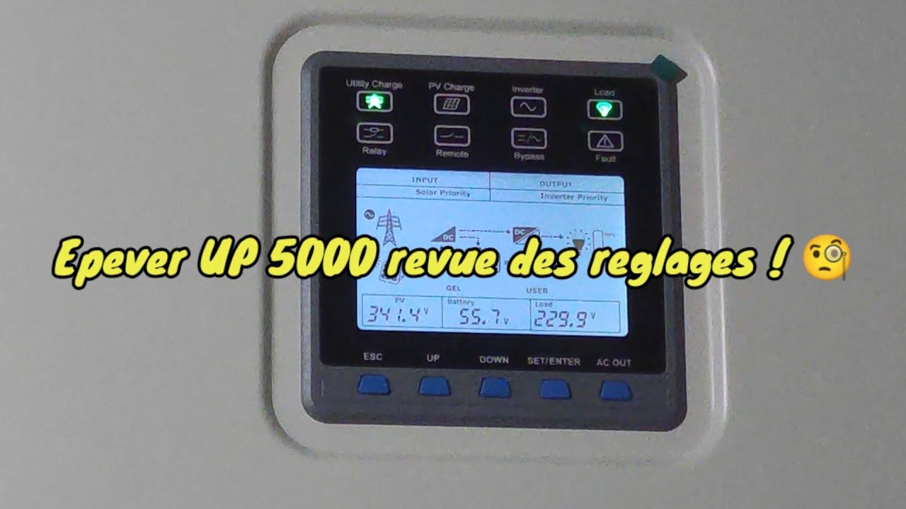 Revue et reprise des réglages Epever UP5000