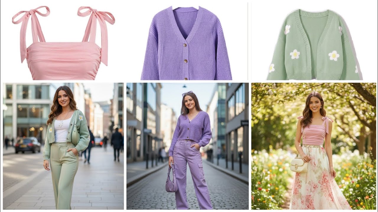 Trendy Pastel Outfit Ideas for Girls 💜 Green & Pink Aesthetic Looks