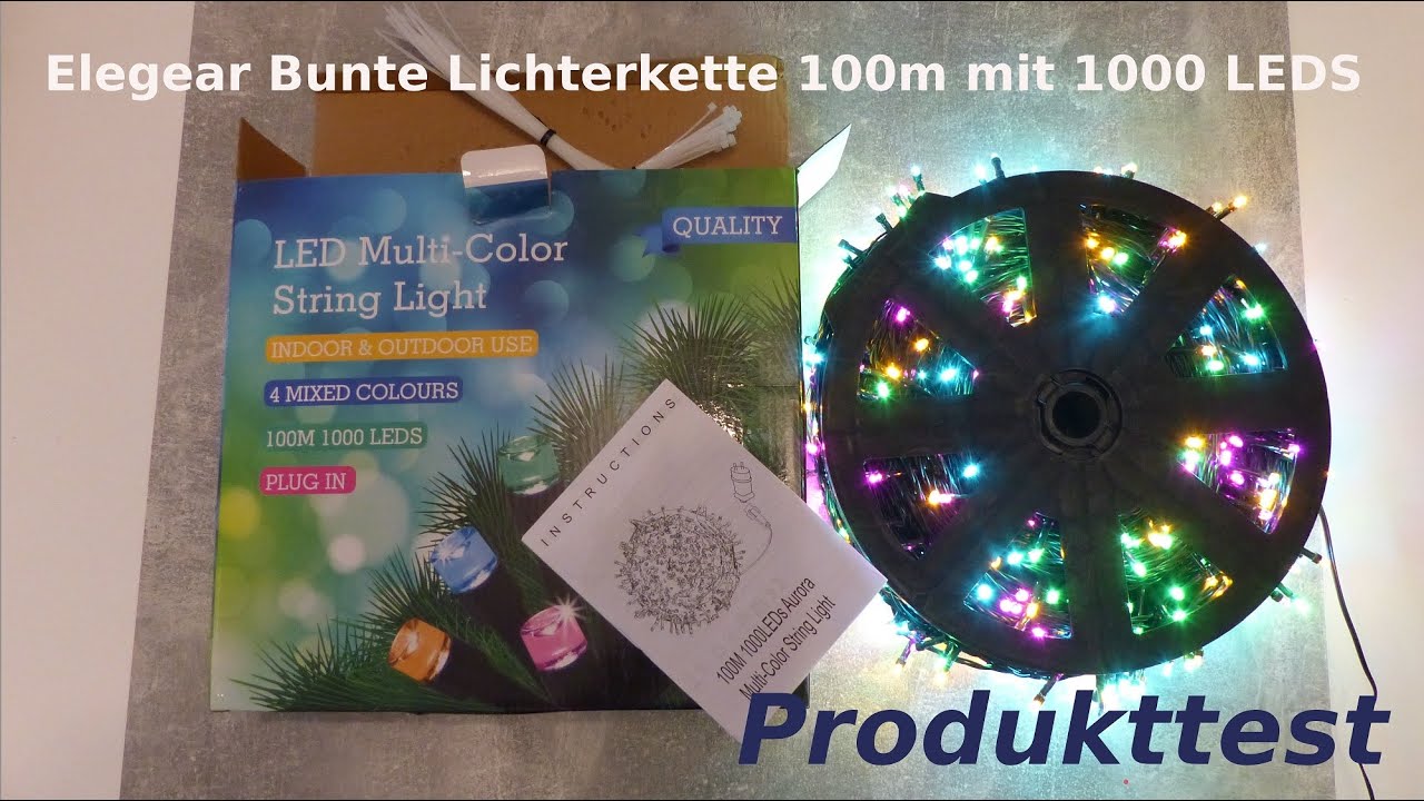 Elegear Bunte LED Lichterkette Innen / Außen 100m mit 1000 LEDS | Produkttest