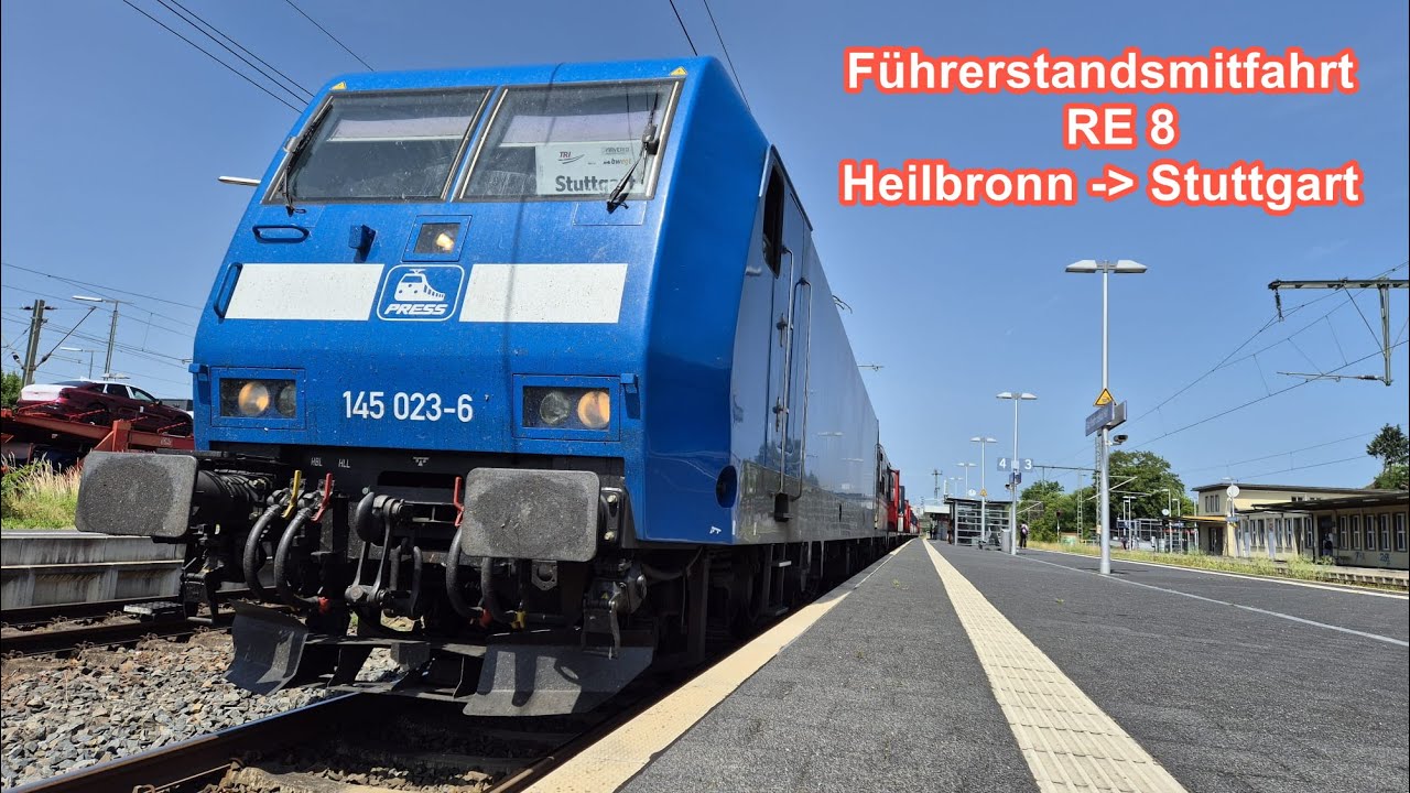 Führerstandsmitfahrt | Heilbronn - Stuttgart | 01.08.2025 | RE 8: BR 145 & 5 n-Wagen