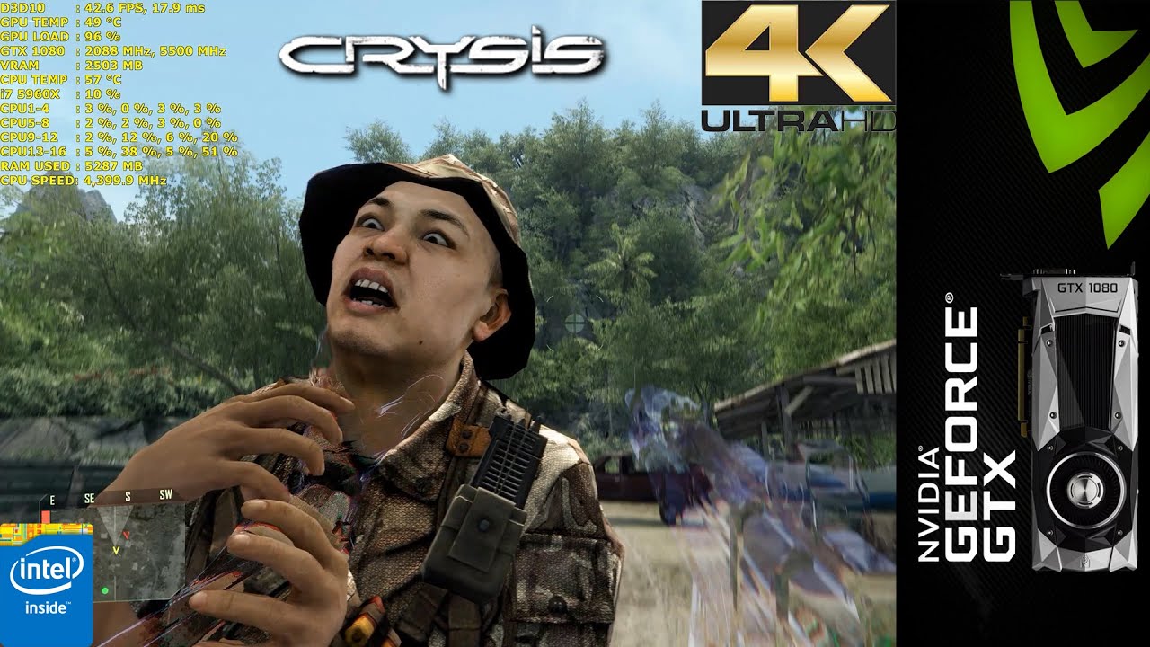 Crysis Very High Settings 4K | GTX 1080 | i7 5960X 4.4GHz