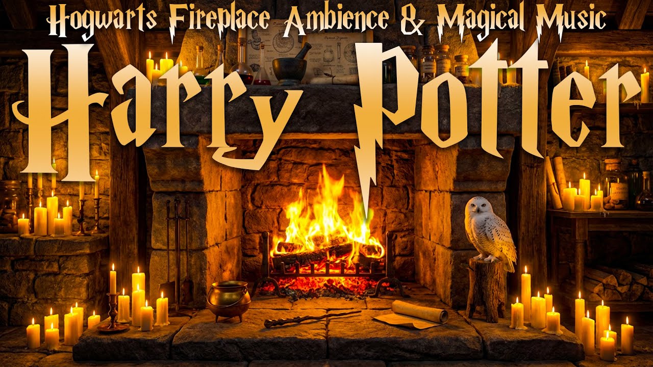 Harry Potter Fireplace Ambience 🔥 Winter Alchemy Room Glow | Wizarding Music