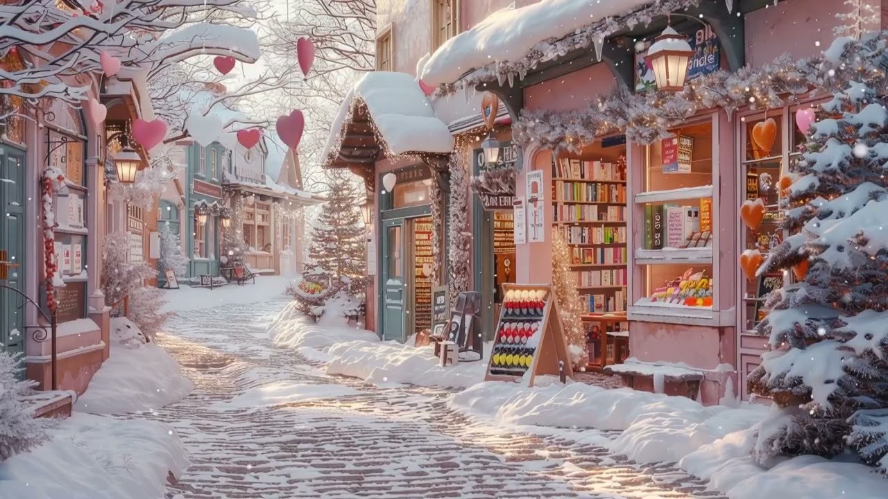 Valentine Jazz Night ❄️❤️ Cozy Winter Street with Romantic Vibes