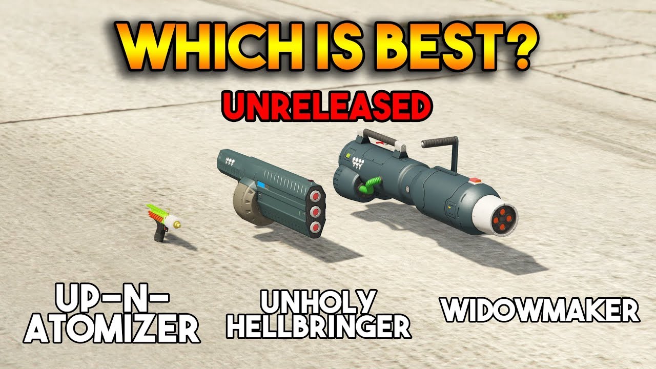 GTA 5 ONLINE : UP-N-ATOMIZER VS UNHOLY HELLBRINGER VS WIDOWMAKER (WHICH IS BEST?)
