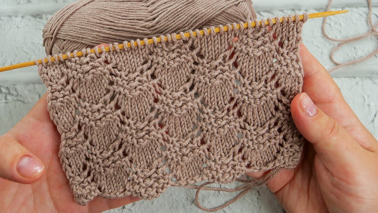 Ребристый ажурный узор спицами ⛱︎ Free knitting pattern