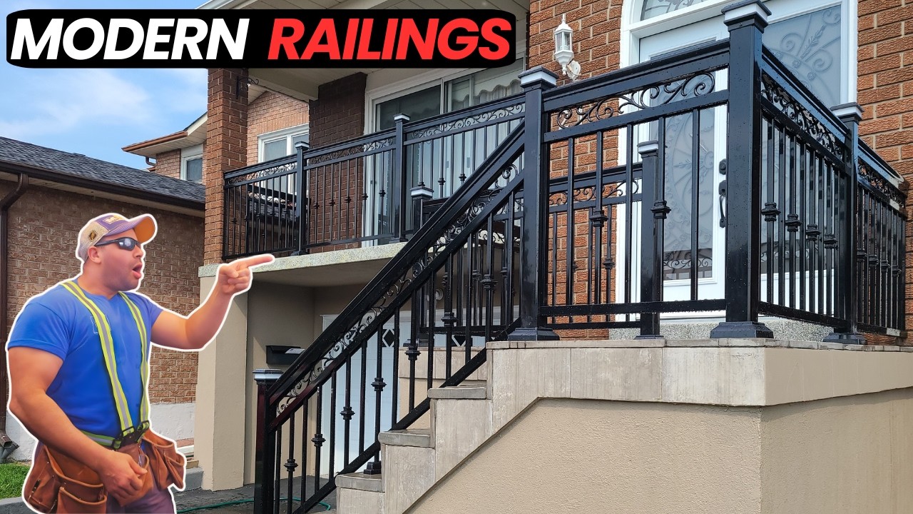 You Won’t Believe This Custom Black Railing Installed on a Concrete porch   #decking #home #railing