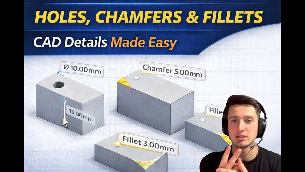 How to 3D Model Holes, Chamfers & Fillets | CAD Basics – Episode 2