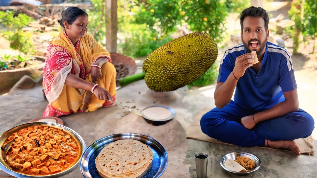 আজ নিরামিষ এঁচোর তরকারি দিয়ে জমিয়ে খেলাম 😋 | Bengali Village Cooking