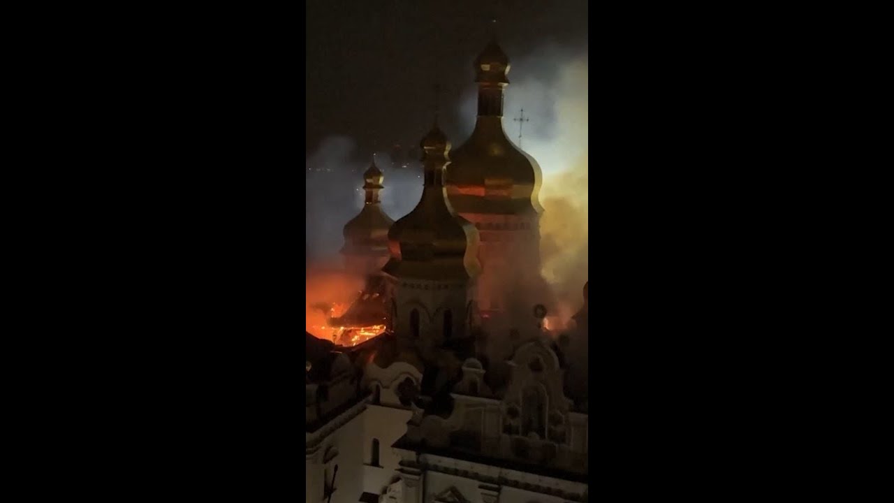 Fire engulfs historic Kyiv monastery after Russian strike