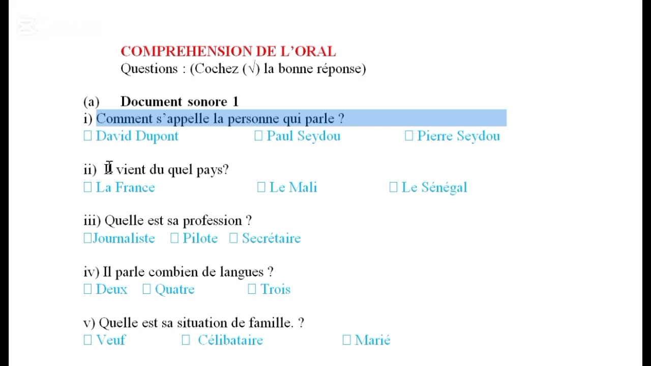 LESSON 39 - COMPREHENSION ORALE 1