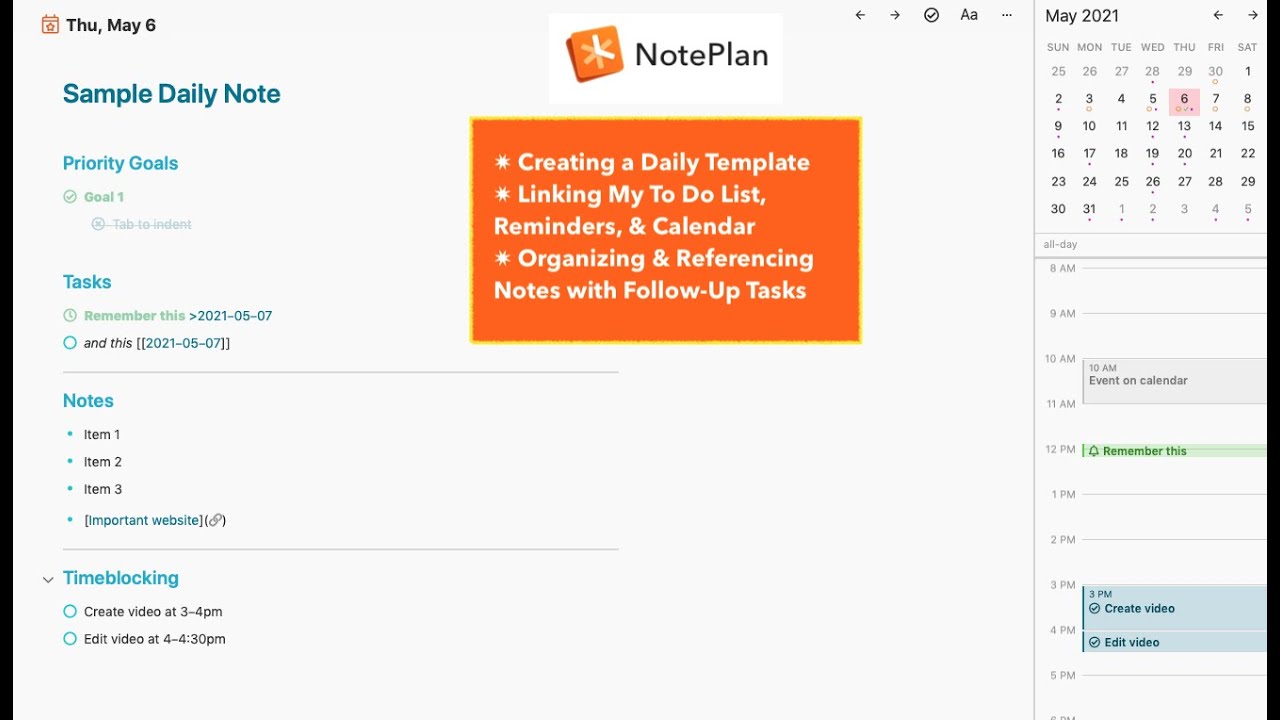 Как я использую NotePlan 3 для организации своего дня, заметок о встречах, напоминаний, ежедневно...
