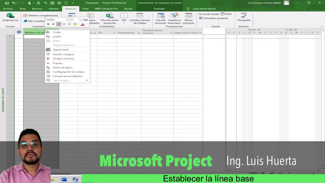 #7-La línea base en Microsoft Project