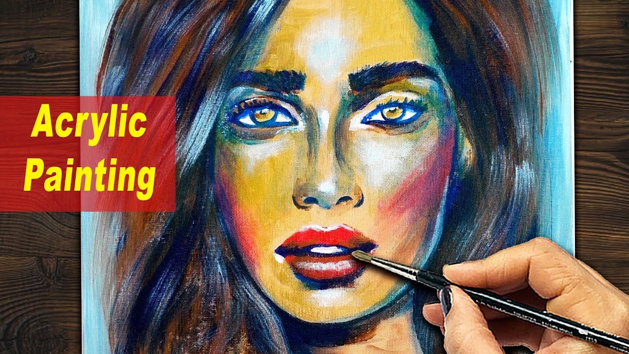 Beautiful Lady Portrait Painting | Acrylic Painting Tutorial (Step by Step)