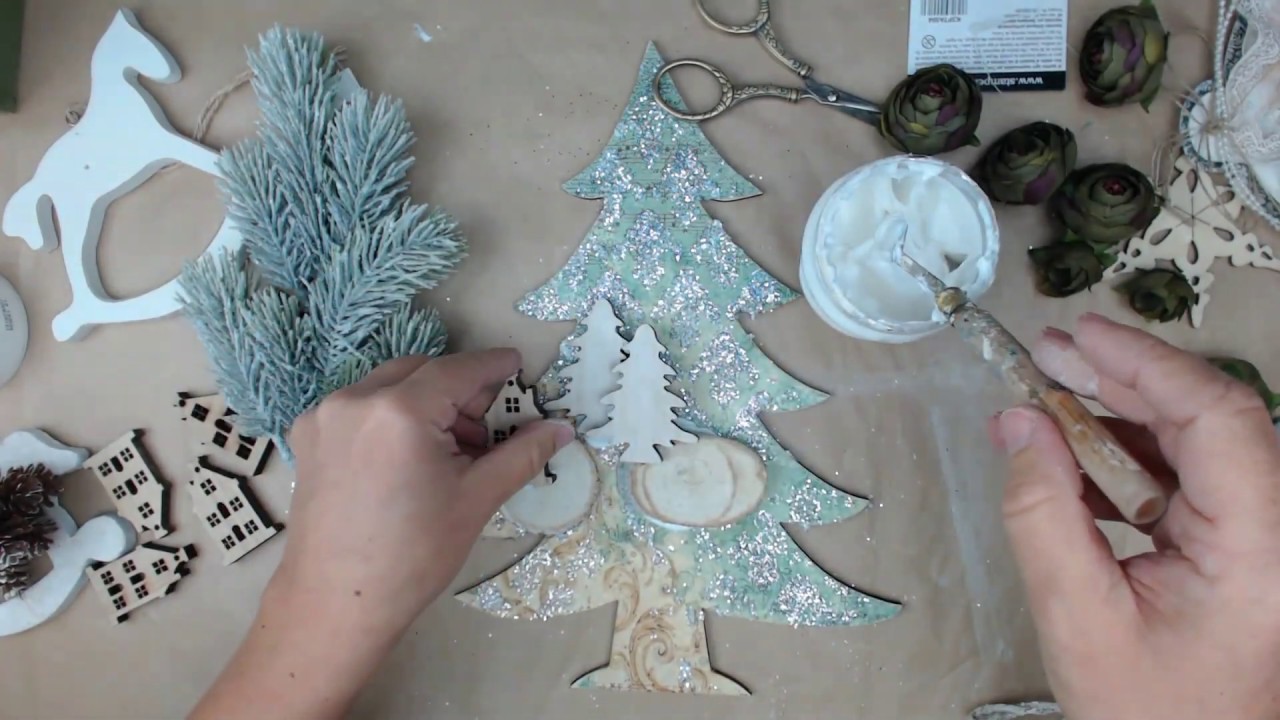 TUTORIAL: Χριστουγεννιάτικες συνθέσεις mix media - Christmas decorations mix media