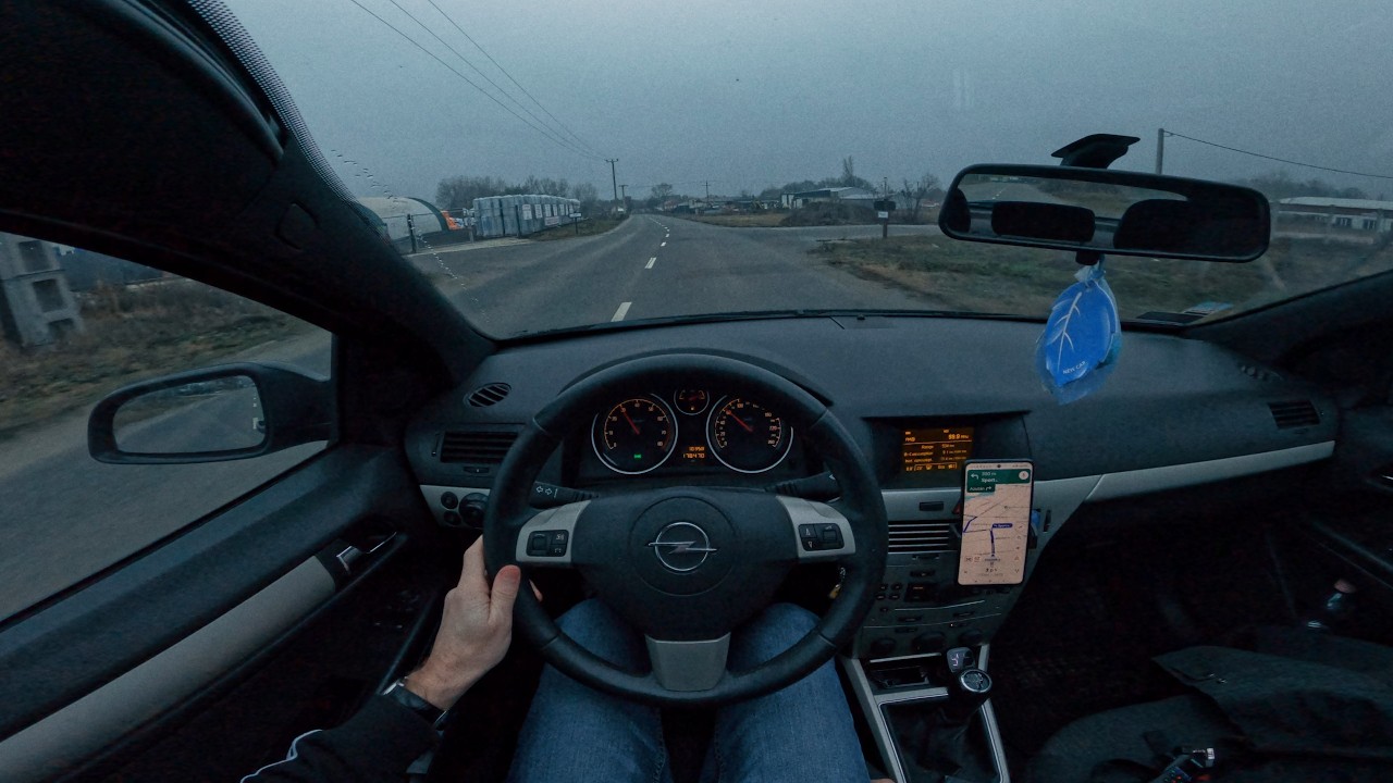 Frozen lake exploration | Opel Astra H GTC POV winter drive | binaural audio