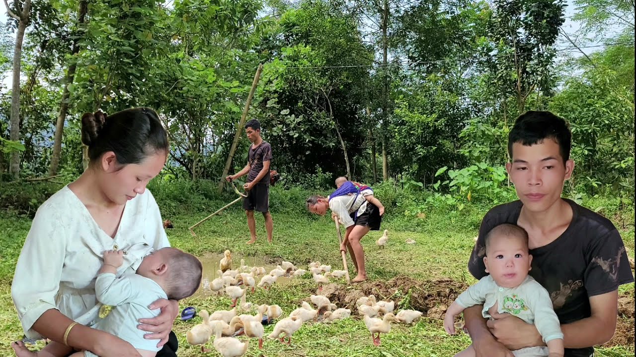 The young couple worked together to clean up and dig a pond for the ducks to swim in