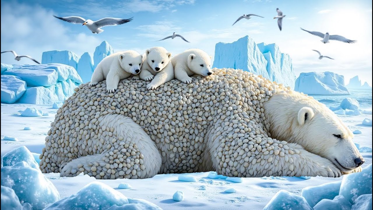 Polar Bear Rescued from Barnacle Infestation: An Unbelievable Transformation #animals #polarbear