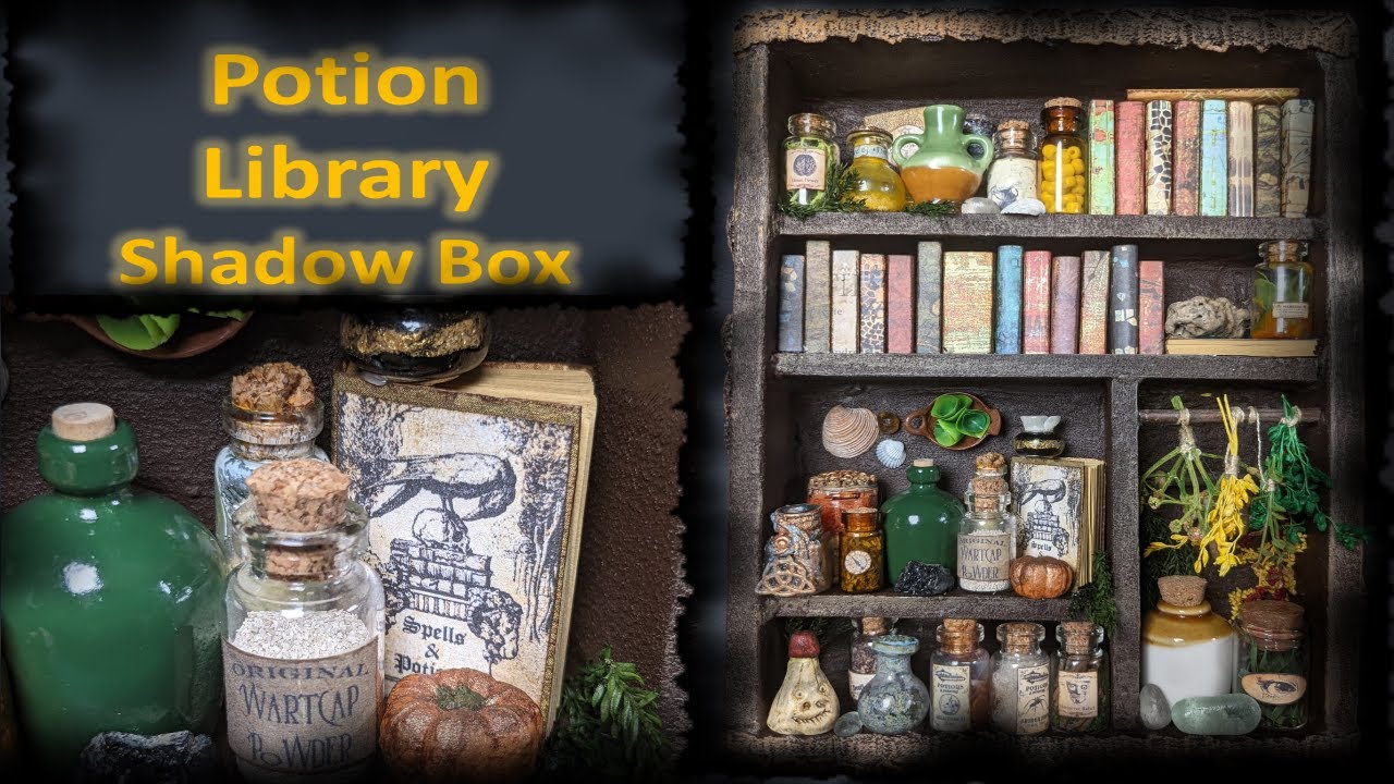 Miniature Potion Library Shadow Box