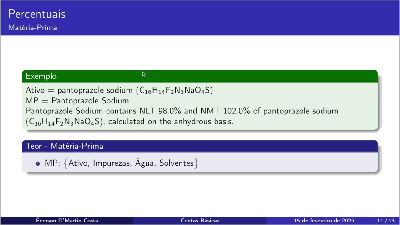 2 - Teor Matéria Prima (Detalhe Importante) (Contas Básicas - Validação e Desenvolvimento Analítico)