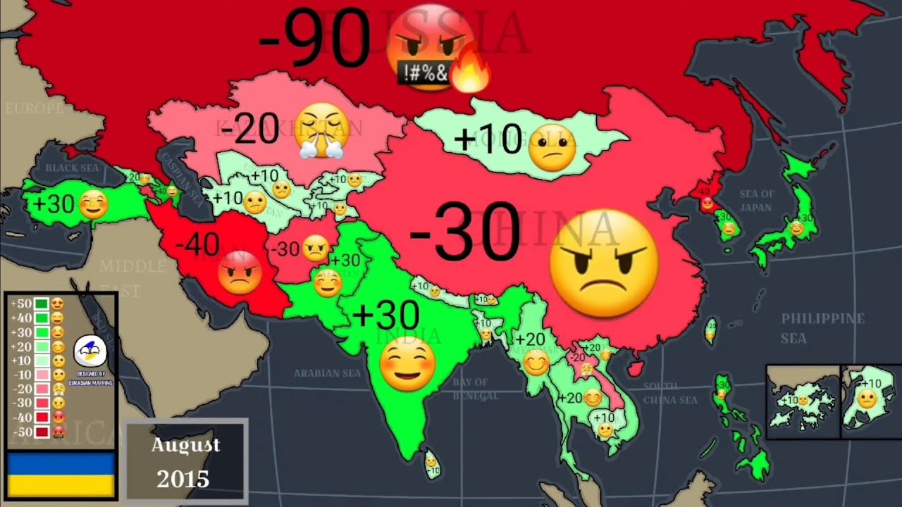 Relations between Ukraine & Asia (1991-2024) Every Month